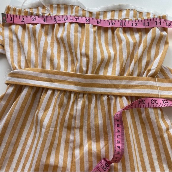 Shein White and Yellow Romper with Belt - Picture 9 of 12